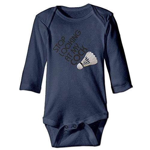 VTXWL Unisex Infant Bodysuits Funny Badminton Boys Babysuit Long Sleeve Jumpsuit Sunsuit Outfit Navy
