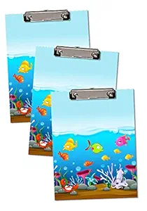 Underwater Theme Design Pack of 3 Exam Pads| 2 in 1 Clip Boards|Writing Pads with Whiteboard and Marker for Birthday Return Gifts for Kids