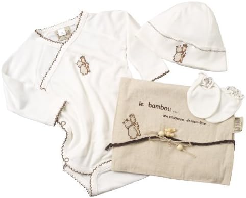 Valentin et Marguerite Gift Set (Soft Bamboo/Cotton long sleeve onesie, hat and booties) (0-1m)