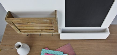elbmöbel Memoboard mit Tafel aus Holz, Organizer im Landhaus-Stil in weiß und braun - 4