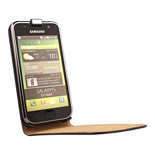 ECENCE 11010201 Samsung Galaxy S GT-i9000 S Plus i9001 handy tasche flip case klapp schutz hülle cover schwarz inklusive Displayschutzfolie - 3
