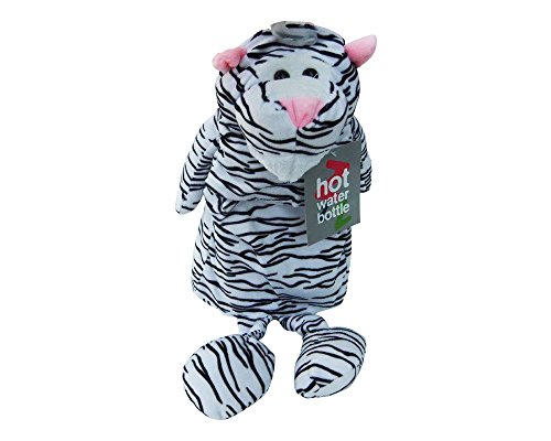 Bolsas de agua caliente - Things2KeepUwarm- Con forro de felpa y diseño de animales, White tiger, 1 L
