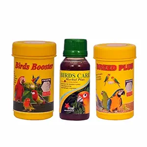 Breed Plus (Breeding Formula)+Bird Booster+Birds Care (Sick, Diarrhea, Bone Sharp,Liver Problems Birds) Pack of 3