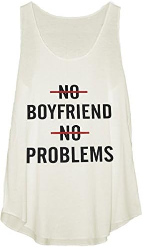 No Boyfriend No Problem Vest Tank Top Women Girls (One Size, White)