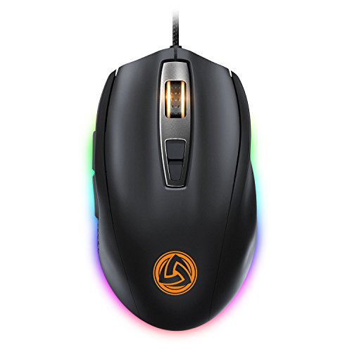 LUDOS FLAMMA Rat  n Gaming RGB 10 000 DPI 7 Botones Programables Gaming Mouse Rat  n de Videojuegos USB Ergon  mico con Cable  con   Software Espa  ol   Interruptores Omron  8 Niveles de DPI Ajustables  500-10 000  y Retroiluminaci  n RGB para Jugadores de PC o Port  til