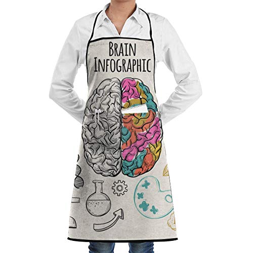 Delantal de Chef con Bolsillo Frontal y diseño de Cerebro Humano