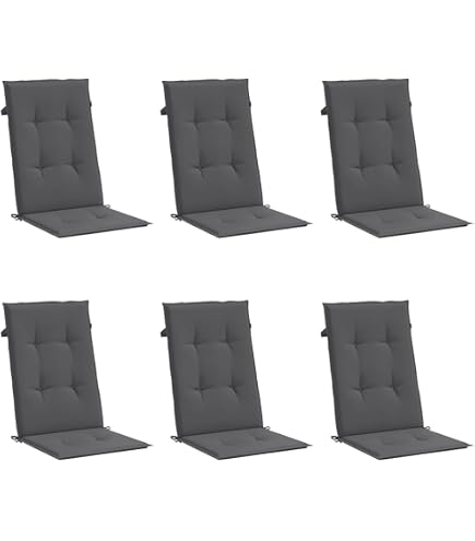 Coussins De Chaise Jardin – Lot De 6, Tissu Oxford Imperméable, 50x50x4 Cm, Anthracite, Pour Terrasse Et Intérieur