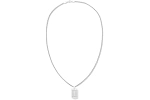Tommy Hilfiger Männer Halskette mit Anhänger aus silbernen Edelstahl, Karabinerverschluss, Maße: Länge: 61cm, 2790316