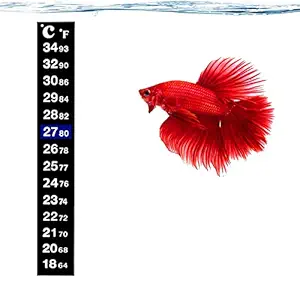 SunGrow Betta Sticker Thermometer, 5.2-inches Tall by 0.7-inches Wide, Ensure Optimum Comfort Around 78 Degrees, Accurately Measures Temperature, Large Fonts for Quick Reading, 1 Minute to Set-Up