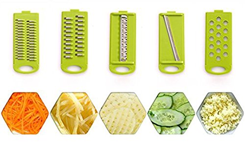 KEYNIS Mandoline Edelstahl Material Gemüse Schneidemaschine Green Cutter Slicer Gemüseschneider 5 in 1 (grün) - 3