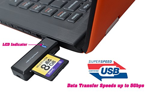 USB 3.0 SD/TF Speicherkartenleser – Leknin Super Speed Kartenleser Card Reader mit 2 Schlitze für Windows, Linux, Mac, und bestimmten Android Systeme – unterstützt SD / Micro SD / SDHC / SDXC / T-Flash - 2