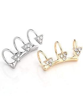 PiercingJ 1x Legierung Kristall Strass Pizza Pizzaförmig Ohrklemme Ohrclip Ohr Clip Ohrschmuck Fake Illusion Cheater...