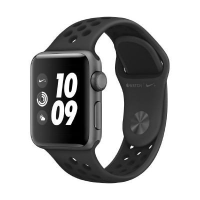 apple watch nike+ 38 mm boîtier en aluminium gris sidéral avec bracelet sport nike anthracite noir
