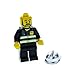 Produktbild 1 x Lego System Figur Mann Feuerwehr Town City Torso schwarz Reflektierende Streifen Hände gelb Bart grau Pupille Helm silber cty004