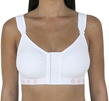 THEYA Healthcare Peony Front Fastening Post Surgery Bra – Hook &amp; Eye, White (TL002D) (S)