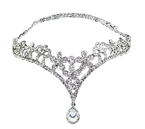 FOONEE Rhinestone Wedding Bridal Heart Crowns Tiaras Headpiece for Pageant Quinceaneras (Silver)
