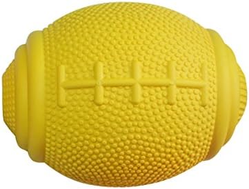 Tricky Treat Rugby Ball: Dog Treat Dispenser - Awesome Anxiety Reliever and Boredom Breaker, Fun Fetch and Basic Puppy Training Toy (Small, Yellow)