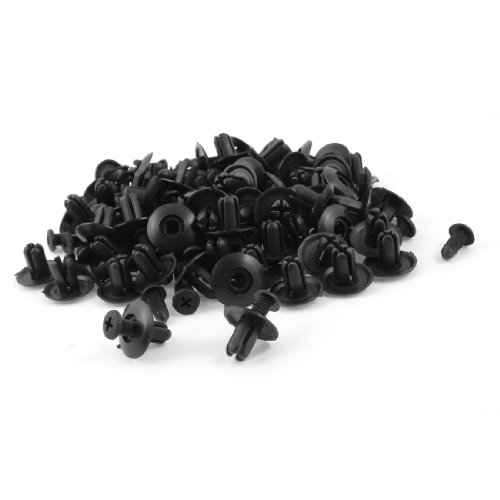 sourcingmap® Auto Tür Fender 8mm Loch Push-in Kunststoff-nieten Verschluss Schwarz 100-teilig