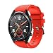 Produktbild WAOTIER für Huawei Watch GT Armband Silikon Armband mit Grauer Edelstahl Verschluss Armband für Huawei Watch GT Classic Wasserdichter Ersatzarmband Atmungsaktiver Armband (Orange)