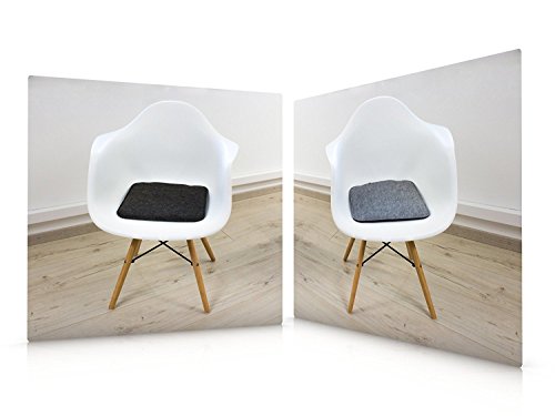 6er Set Filz Sitzkissen in graumeliert und dunkelgrau zum Wenden, waschbare Stuhlauflage mit Füllung inkl. Reissverschluss. Moderne Sitzauflage für Bank und Stuhl mit runden Ecken, weich gepolstert. Designer Sitzpolster / Filzauflage, quadratisch ca. 35x35cm groß … - 4