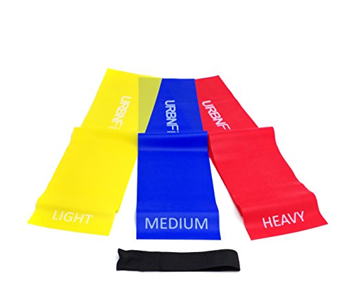 Long Fitness Bands (5 Ft) w/Door Anchor – URBNFit – 3 Pack of Resistance Bands for Stretching, Workouts, Rehabilitation. Professional Grade Flat Stretch Bands Are Essential For Every Home Gym - 6