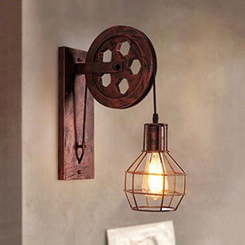 Preisvergleich Produktbild NIUYAO Wandleuchten Wandlampe Metall Innenbeleuchtung Wall Light Style Cage Retro Industrie Verstellbar-Rostfarbe