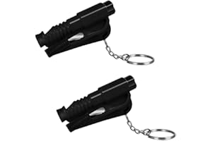 GADIRIA Martillo Rompe cristales y cortador de cinturón de seguridad - 2 Unidades - Martillo de Seguridad para emergencias indispensable en su Coche Que Incluye Silbato para Pedir Ayuda a Distancia. (Negro)