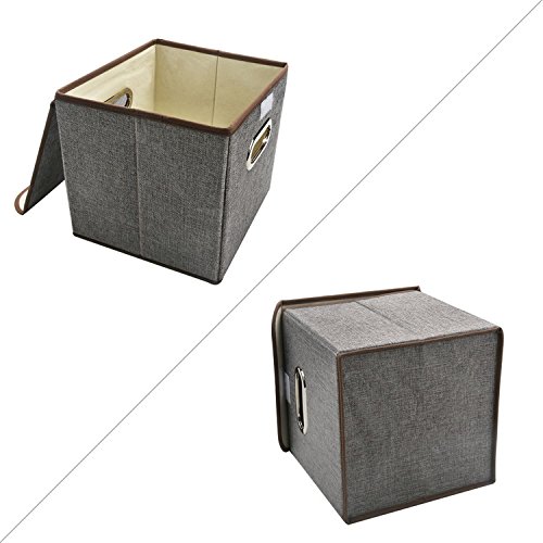 COKOSIM Faltboxen Aufbewahrungsbox Faltbar mit Deckel mit Öffnung 25 x 25 x 25cm (Grau) - 2