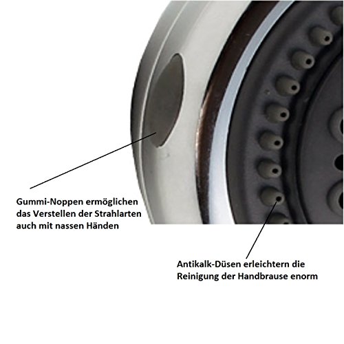 Handbrause-Set Lima mit Brause-Schlauch 200 cm Duschbrause Brausekopf Duschkopf von SANIXA SX7 - 2