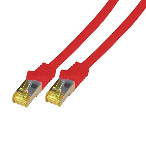 BIGtec 0,50m Netzwerkkabel Patchkabel CAT.7 Ethernet LAN DSL Patch Kabel Gigabit rot ( 2x RJ-45 Anschluß , doppelt geschirmt ,SFTP ) 0,50 Meter