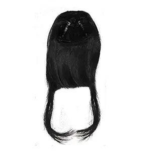 Rapidsflow Synthetic Front Hair Extensions Without Clip Hair Bang Fringe for Women And Girls With Center Cut Black
