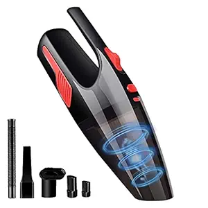 Celeoris Portable Car Vacuum Cleaner: High Power Handheld Vacuum 12 V Best Car & Auto Accessories Kit for Detailing and Cleaning Car Interior (Red + Black)