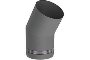 TECNOVIS Pelletofen Winkelrohr/Winkel/Bogen 30 Grad aus Edelstahl mit innenliegender Dichtung, Durchmesser 80 mm gussgrau
