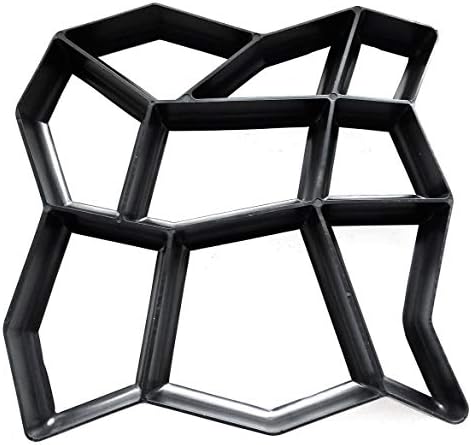 DIY Driveway Plastic Paving Pavement Stone Mold Concrete Stepping Pathmate Mould Paver Garden Decorated Tool - Black