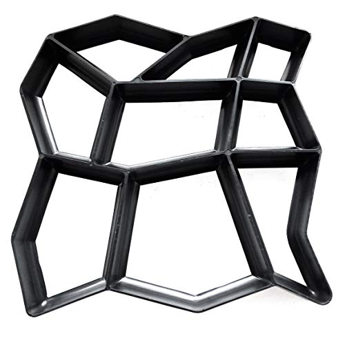 DIY Driveway Plastic Paving Pavement Stone Mold Concrete Stepping Pathmate Mould Paver Garden Decorated Tool - Black