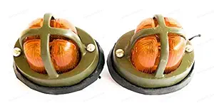 THE BEST A PAIR OF NEW LLYS JEEP TRUCK CJ FRONT FENDER PARKING LIGHTS TH GRILL MILITARY REPLICA ORANGE LIGHT(SET OF 2)