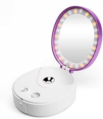 WiCareYo LED Mirror Nano Handy Mini Face Sprayer for Facial Moisturizing Steamer and Atomization Eyelash Extensions Cool with Power Bank for Mobile Phone-White