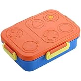 Renkli Desenli Beslenme Kutusu - 830 ml 3 B&ouml;lmeli &Ccedil;ocuk Beslenme Kabı PP (Turuncu)
