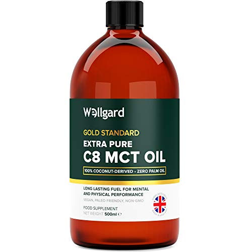 Extra Pure C8 MCT Oil 100% Coconut No Palm Oil 500ml by Wellgard | Deep Ketosis in a Bottle - Made in UK