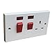 Price comparison product image 45 Amp White Cooker Switch & Socket with Neons Double Pole Oven Electric 2 Gang