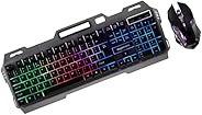 Amazon Basics Wired Gaming Keyboard and Mouse Set| Multicolor RGB LED Backlight Effects, Multimedia Keys, Dura