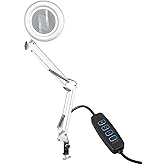 Akrobat Hareketli, 3 Diopter, B&uuml;y&uuml;te&ccedil;li Led Işıklı Masa &Ccedil;alışma Lambası, Mengeneli, Katlanabilir,