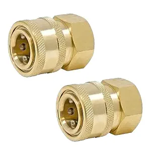 YORAA FLB-QC2 1/4 inch Brass Fitting Quick Connector Adaptor for Pressure Washer Gun,Foam Lance and Degree Spay Nozzle Coupler Connector