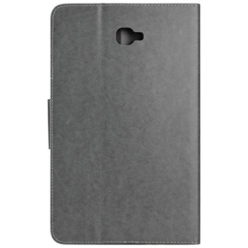 Samsung Galaxy Tab A (2016) 10.1 T580N / T585N Hülle, Yokata Cover Flip PU Lederhülle Geprägt Löwenzahn Motiv Bookstyle mit Eingebautem Magnet Magnetverschluss Handyhülle Sehr Dünn Standfunction Case Backcover Tasche Karten Slot Schutzhülle Etui Brieftasche Cover + 1x Kapazitive Feder – Grau - 3