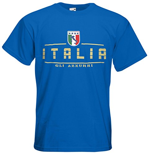 Italien Italia EM 2016 Fanshirt T-Shirt Trikot (Royalblau, XL)