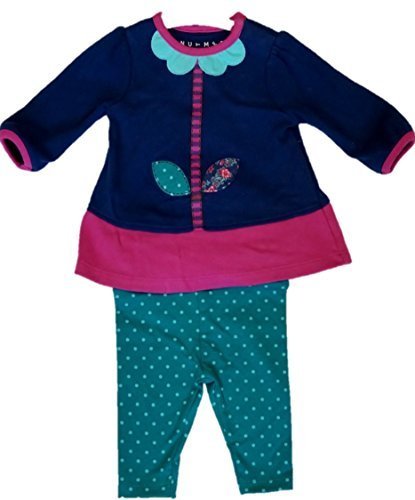 Ex Nutmeg Baby Girls Dress & Leggings Set Flower Motif 0 3 6 9 12 18 24 Months (9-12 Months)