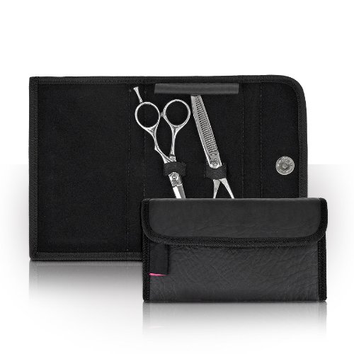 Roo Beauty Scissor Wallet, Hairdressing Two Scissor Pouch in Black