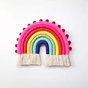 Paperiva Handcrafted Rainbow Wall Hanging Macrame Tassel for Kids Room Bedroom Decor