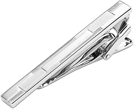 Daesar Men's Stainless Steel Tie Clips Silver Rectangle Pattern Square 5.7x0.6CM Cufflink