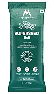 Mighty Millets SuperSeed Bar, SuperSeeds Snacks for Adult and Kids 45grams each (Sesame seeds, Muskmelon seeds, Pumpkin seeds, Sunflower seeds, Walnut, Almond, Cashew nuts, Groundnut) Pack of 10